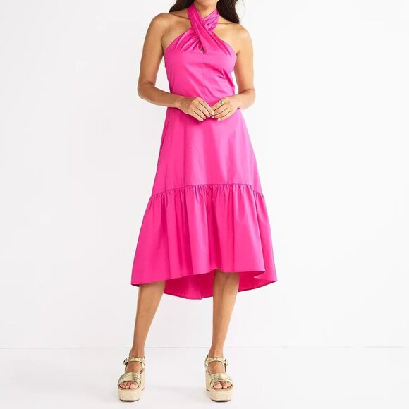 Nine West Pink Halter Dress Midi Length Size XXL - Picture 2 of 6